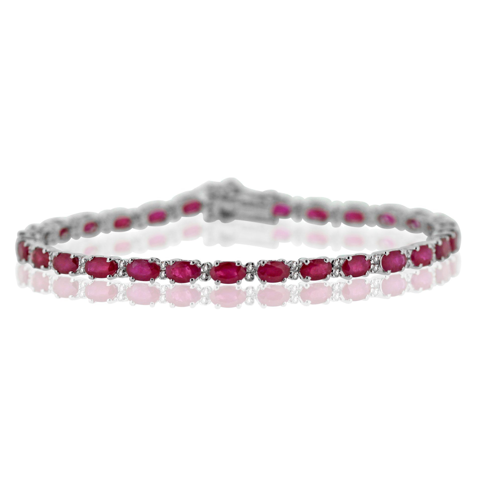 Ruby and diamond bracelet in 18ct white gold