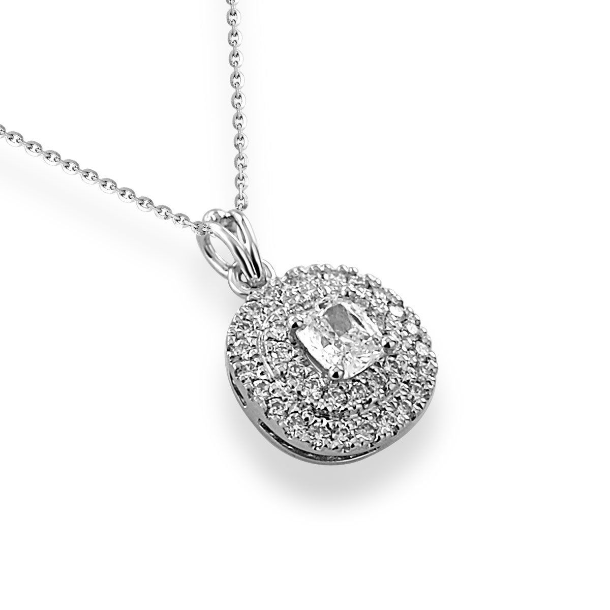 Diamond pendant and chain set in platinum
