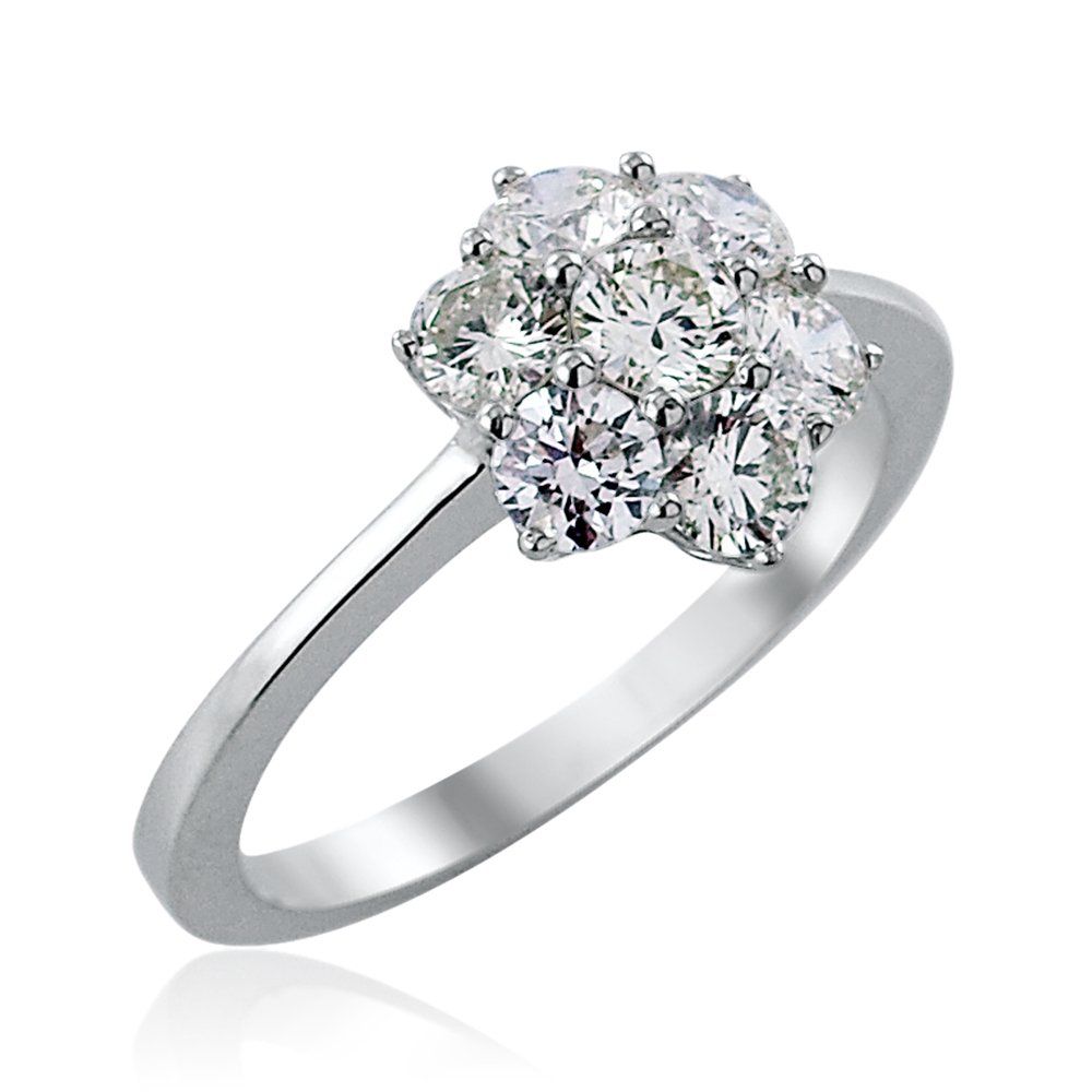 Seven-stone diamond cluster ring