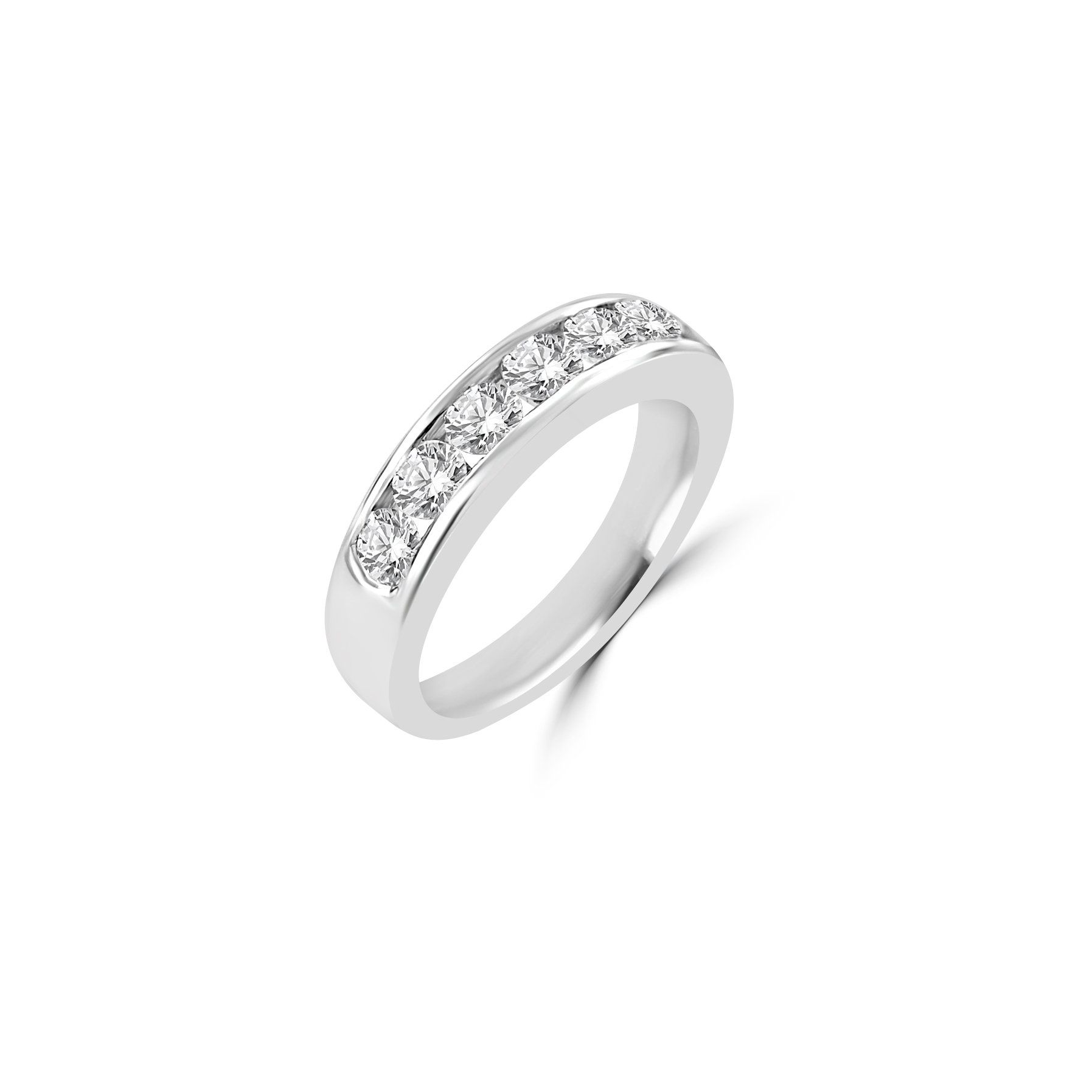 Round brilliant diamond half eternity ring in platinum