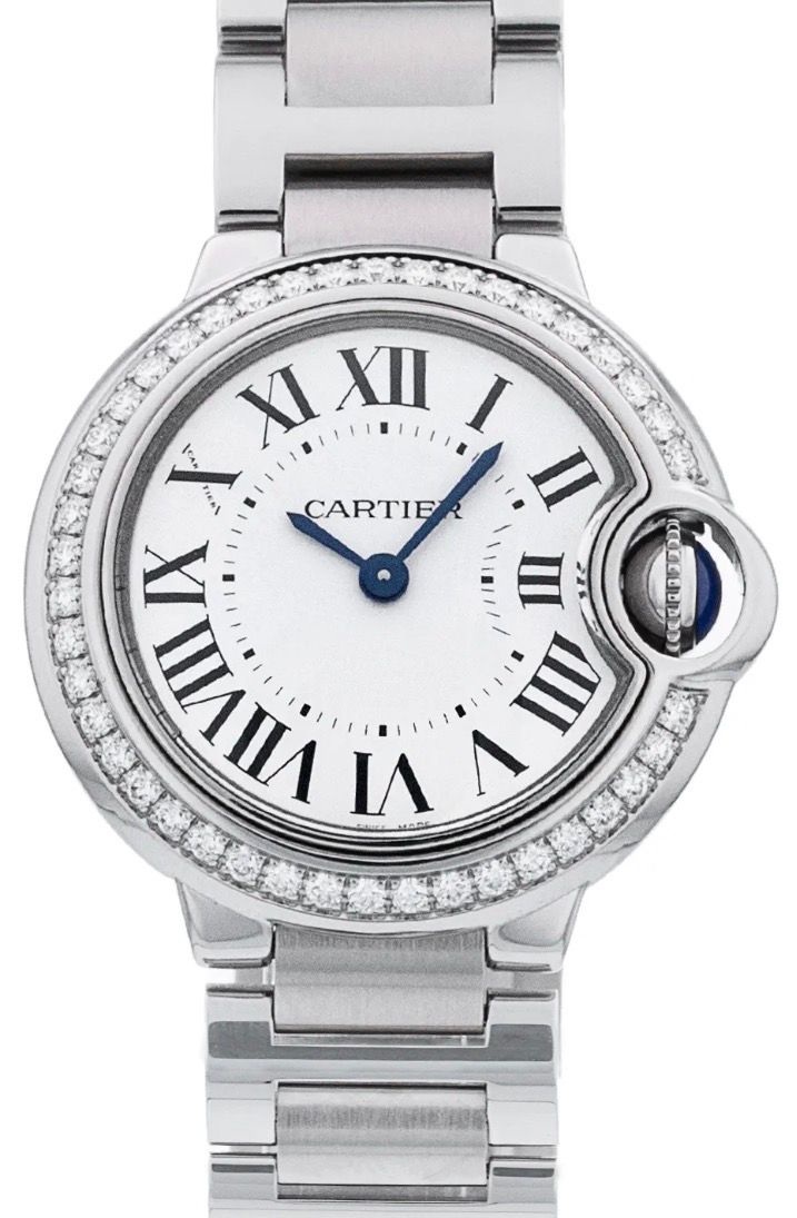 Cartier Ballon Bleu with a factory diamond bezel