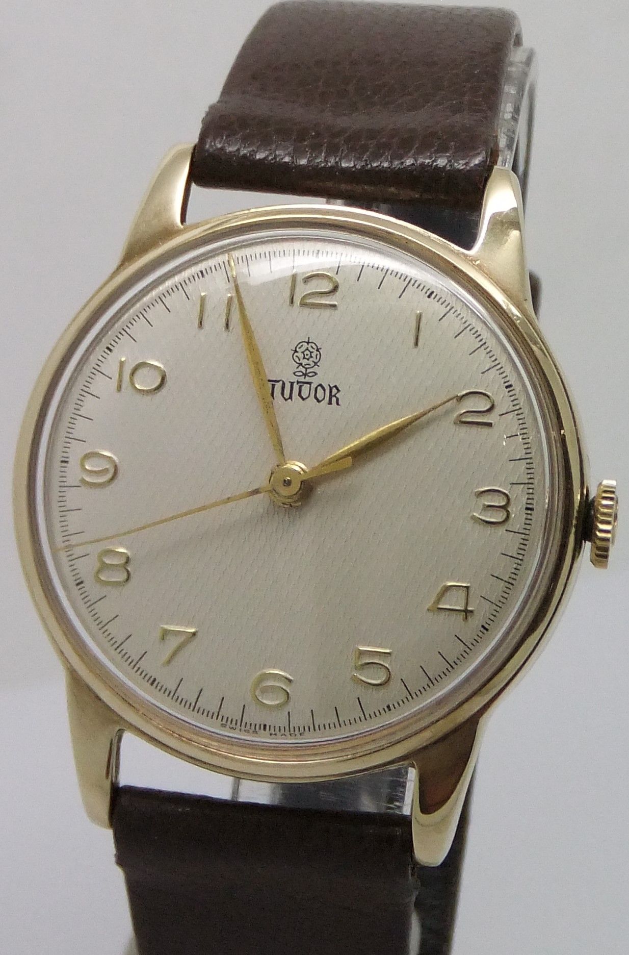Vintage Tudor 9ct gold watch with a Rolex case